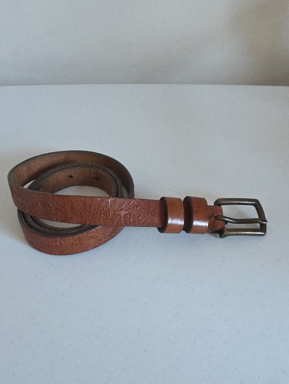 CLUB MONACO | Embossed Leather Belt Brown Sz M